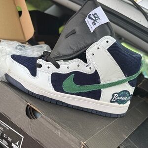 Nike SB Dunk High in Navy, White, and Green